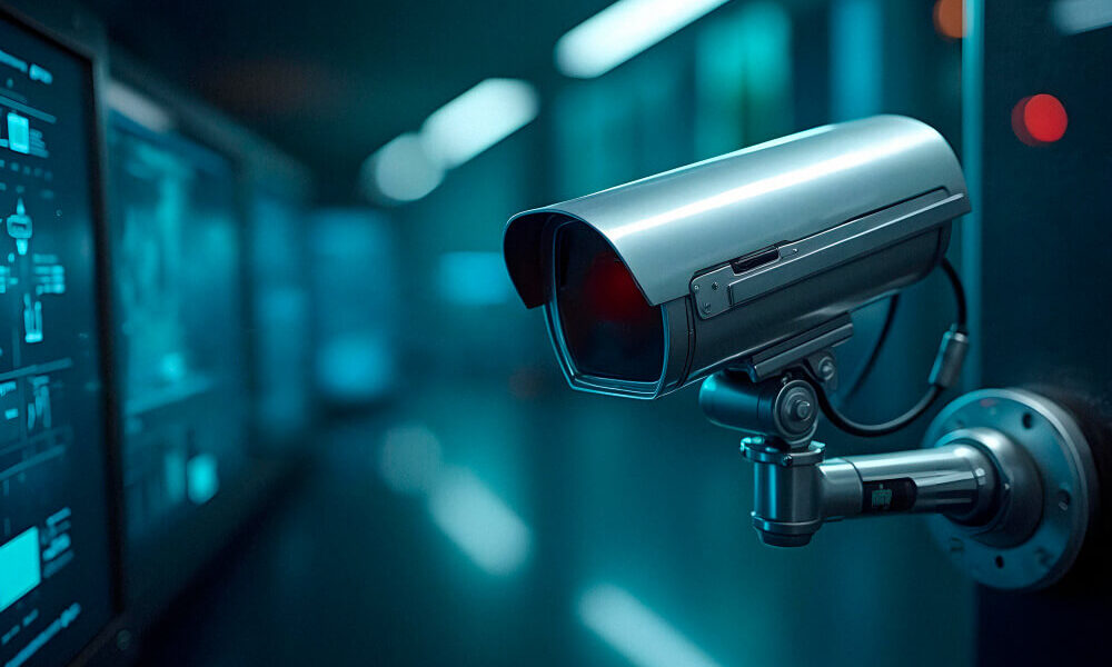 CCTV security camera monitoring system in a modern surveillance control room