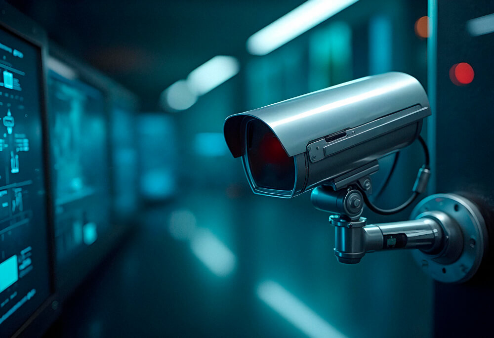 CCTV security camera monitoring system in a modern surveillance control room